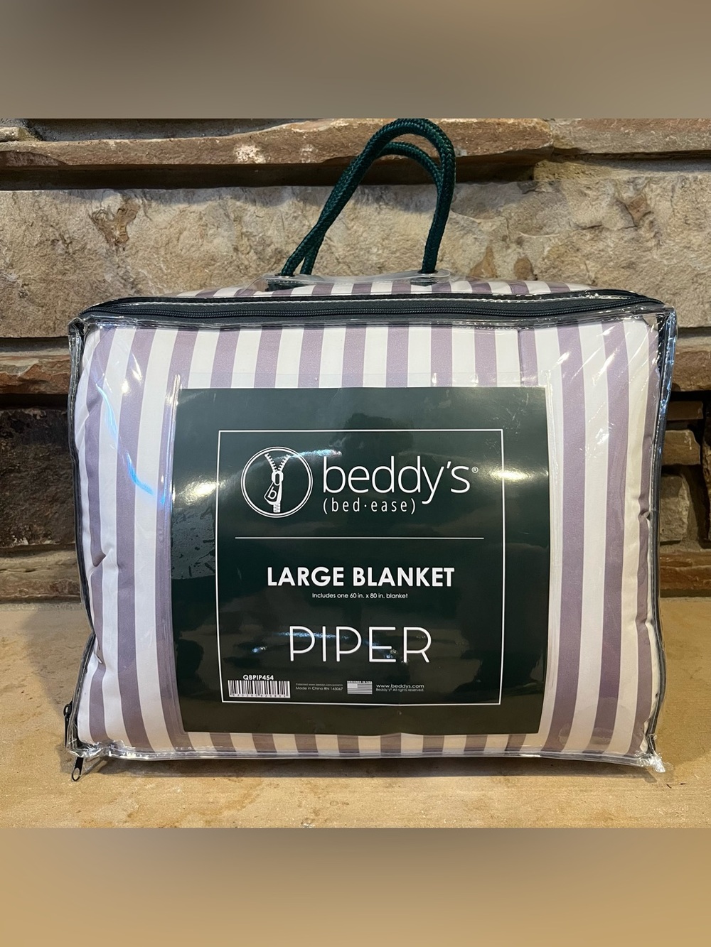 Beddy’s Piper Striped Purple and White Dual-Sided Minky Large Blanket 60” x 80”